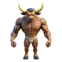 extraordinary nordic Minotaur, mythical creature, half bull half man NO BACKGROUND with Transparent Background. crisp png