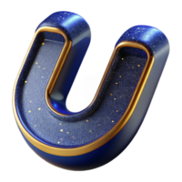 vibrant creative Dark Blue Italic Font Letter U Cutout Transparent Background premium png