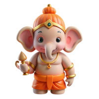 exemplary traditional Ganesha, Hindu god of wisdom and success with an elephant head NO BACKGROUND with Transparent Background. masterfully captured png