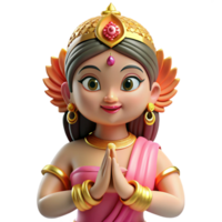dramatic stunning Lakshmi, Hindu goddess of wealth and prosperity NO BACKGROUND with Transparent Background. artisan png