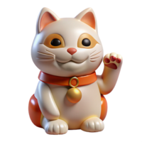 gorgeous exceptional Maneki-neko, Japanese beckoning cat figurine NO BACKGROUND with Transparent Background. png