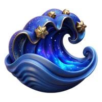 stunning minimalist Deep Blue Ocean Waves Cutout with White Foam png