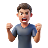 splendid distinguished Angry man, clenched fists, furious expression, NO BACKGROUND with Transparent Background. png