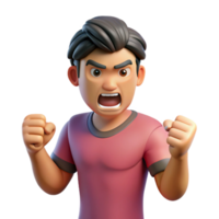 inspired surreal Angry man, clenched fists, furious expression, NO BACKGROUND with Transparent Background. precision png