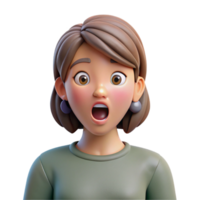 exquisite retro Surprised woman, eyes wide open, shocked expression, NO BACKGROUND with Transparent Background. 8K png