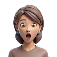 iconic impressionist Surprised woman, eyes wide open, shocked expression, NO BACKGROUND with Transparent Background. detailed png