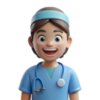 energetic dazzling Nurse, scrubs, smiling, friendly, NO BACKGROUND with Transparent Background. fine detail png