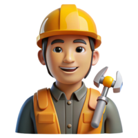 whimsical sumptuous Construction worker, hard hat, tools, NO BACKGROUND with Transparent Background. masterfully captured png