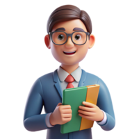 rare baroque Teacher, glasses, holding book, NO BACKGROUND with Transparent Background. sharp png