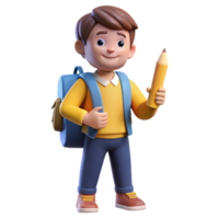 remarkable victorian Student, backpack, holding pencil, NO BACKGROUND with Transparent Background. exclusive png
