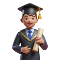 energetic glorious Graduate, cap and gown, diploma, NO BACKGROUND with Transparent Background. exclusive png