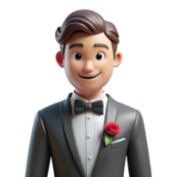 intense pristine Groom, tuxedo, boutonniere, NO BACKGROUND with Transparent Background. luxury png