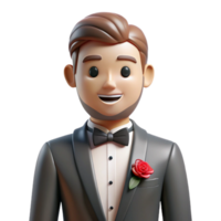 exceptional retro Groom, tuxedo, boutonniere, NO BACKGROUND with Transparent Background. handcrafted png