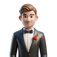 exceptional minimalist Groom, tuxedo, boutonniere, NO BACKGROUND with Transparent Background. 8K png