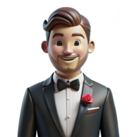 glorious avant-garde Groom, tuxedo, boutonniere, NO BACKGROUND with Transparent Background. flawless png