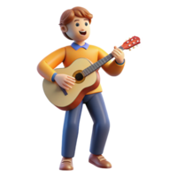 passionate striking Musician, guitar, singing, NO BACKGROUND with Transparent Background. genuine png