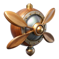 extraordinary standout Steampunk airship propeller made of polished wood and copper. NO BACKGROUND with Transparent Background. png