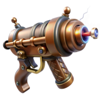 mesmerizing baroque Steampunk ray gun with copper piping and a sparking tesla coil. NO BACKGROUND with Transparent Background. genuine png