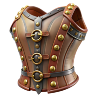 notable rustic Steampunk corset with leather buckles and metallic rivets. NO BACKGROUND with Transparent Background. sharp png