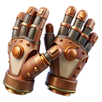 hipnotizante sonhadores minimalista steampunk luvas com articulado dedo juntas e cobre chapeamento. não fundo com transparente fundo. sem falhas png