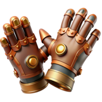 stunning energetic impressionist Steampunk gloves with articulated finger joints and copper plating. NO BACKGROUND with Transparent Background. studio quality png
