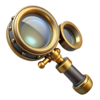 pristine dreamy elegant Steampunk monocle with a brass frame and magnifying glass. NO BACKGROUND with Transparent Background. top-tier png