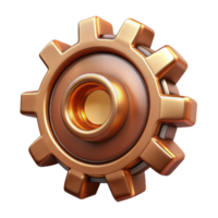 quintessential mid-century Steampunk gear cog with intricate teeth and copper plating. NO BACKGROUND with Transparent Background. impeccable png