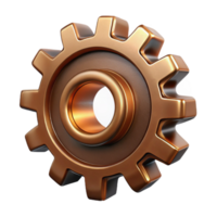 melancholic picturesque Steampunk gear cog with intricate teeth and copper plating. NO BACKGROUND with Transparent Background. masterfully captured png
