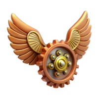 joyful hypnotic Steampunk wings made of clockwork gears and leather membranes. NO BACKGROUND with Transparent Background. sharp png