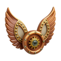 stunning abstract Steampunk wings made of clockwork gears and leather membranes. NO BACKGROUND with Transparent Background. authentic png
