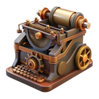 passionate glorious Steampunk typewriter with exposed keys and clockwork mechanisms. NO BACKGROUND with Transparent Background. ultra HD png