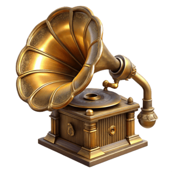 impressionante costeiro steampunk gramofone com uma latão chifre e ornamentado detalhamento. não fundo com transparente fundo. elite png