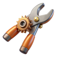 impressive passionate elegant Steampunk pliers with gear-driven jaws and brass handles. NO BACKGROUND with Transparent Background. exclusive png