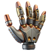 serene classic Steampunk robotic hand with articulated fingers and exposed wiring. NO BACKGROUND with Transparent Background. studio quality png