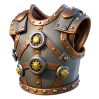 glorious distinguished Steampunk armor breastplate with riveted plates and gear mechanisms. NO BACKGROUND with Transparent Background. png
