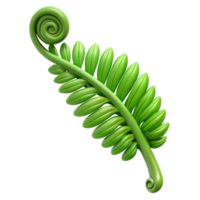 energetic radiant Single green fern frond unfurling NO BACKGROUND with Transparent Background. crisp png