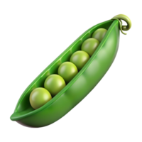 extraordinary bold contemporary Green pea pod with peas visible inside NO BACKGROUND with Transparent Background. studio quality png