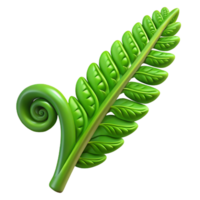 picturesque modern Green fern leaf, unfurling. NO BACKGROUND with Transparent Background. masterfully captured png