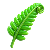 peaceful beautiful Green fern leaf, unfurling. NO BACKGROUND with Transparent Background. artisan png