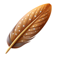enchanting reflective retro Brown bird feather, speckled. NO BACKGROUND with Transparent Background. crisp png