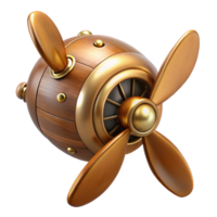 immaculate nostalgic mid-century Steampunk airship propeller made of polished wood and copper. NO BACKGROUND with Transparent Background. impeccable png