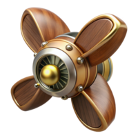 standout vintage Steampunk airship propeller made of polished wood and copper. NO BACKGROUND with Transparent Background. 4K png
