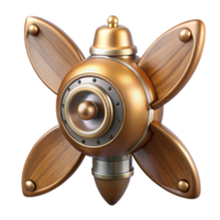 picturesque peaceful organic Steampunk airship propeller made of polished wood and copper. NO BACKGROUND with Transparent Background. crisp png
