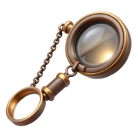romantic exquisite Steampunk monocle with a delicate chain and magnifying lens. NO BACKGROUND with Transparent Background. studio quality png