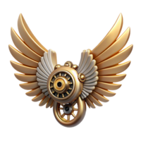 stunning impressionist Steampunk wings crafted from clockwork gears and metal feathers. NO BACKGROUND with Transparent Background. exclusive png