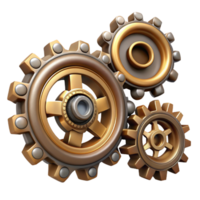 gorgeous unforgettable Steampunk gear set with various sizes and intricate tooth patterns. NO BACKGROUND with Transparent Background. png