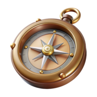 vibrant melancholic art deco Steampunk compass with a rotating bezel and detailed map markings. NO BACKGROUND with Transparent Background. 8K png