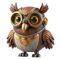 exquisite modern Steampunk owl automaton with intricate clockwork feathers and glowing eyes. NO BACKGROUND with Transparent Background. exclusive png
