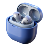ethereal spectacular Wireless earbuds with charging case open. NO BACKGROUND with Transparent Background. fine detail png