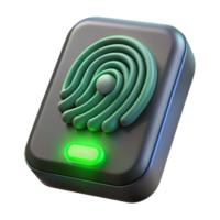 iconic nordic Fingerprint scanner with glowing green light. NO BACKGROUND with Transparent Background. premium png
